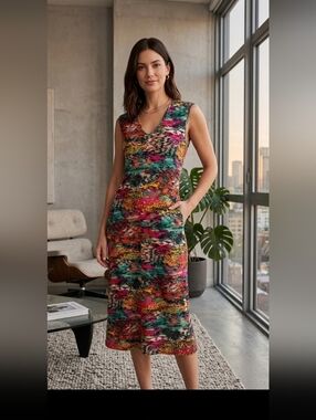 Madison Leigh Multicolor Abstract Midi Dress